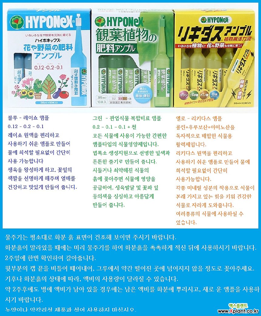 하이포넥스앰플 가정원예용앰플 관엽 레이쇼 리키다스 식물영양제/원예자재 행복한꽃그릇 행복상회