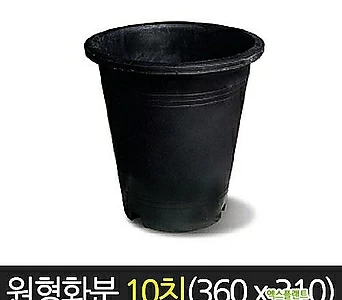 서경농원 원형화분 흑색 10치(360 x 310) 고무 분갈이 1