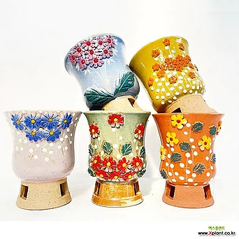 행복한꽃그릇 여주콩순이 꽃그림 국산 다육이화분 분갈이 시리즈 1