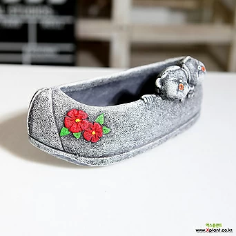 다육화분 빨강꽃신(중형) 신발 잎꽂이 귀여운 전통 추억 특이한 마블 고무신 신발 전통 1