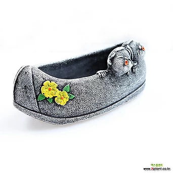 다육화분 노랑꽃신(중형) 신발 잎꽂이 귀여운 전통 추억 특이한 마블 고무신 신발 전통 1